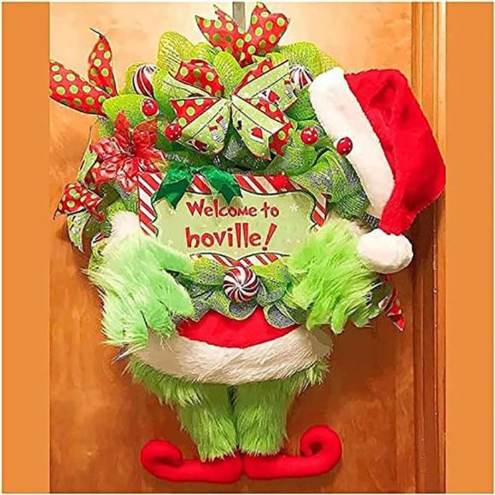 Christmas Plush Wreath  Christmas Decorations Front Door Decoration Wreath